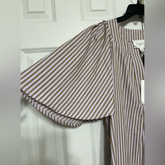 NWT Pomander Place by Tuckernuck Lilac Stripe Finley Flutter Sleeve Dress - Picture 5 of 6